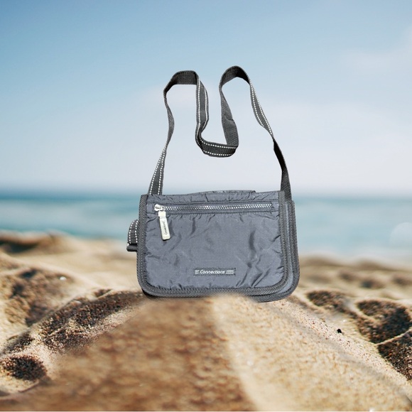 Connections Handbags - Connections Women's Black with White Accents Mini Crossbody Bag
